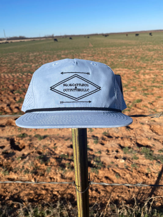 No. 16 "Pro Outdoor Cap"- Baby Blue w/ Black Rope